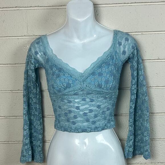 Princess Polly Bankston Off The Shoulder Top Blue Size 2 NWT - Picture 8 of 9